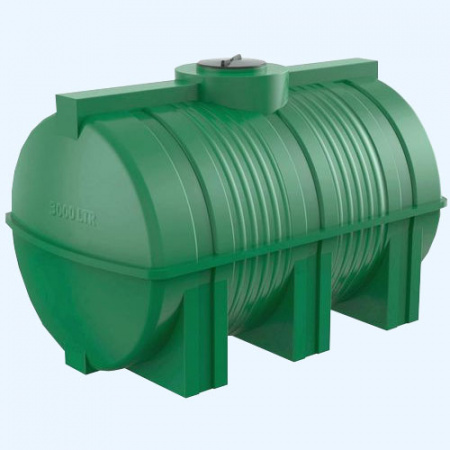 G 3000 зелёный Полимер цилиндрический горизонтальный пластиковый бак емкость для воды