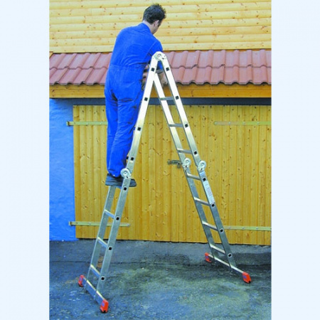 Шарнирная универсальная лестница стремянка трансформер Krause MultiMatic 4х4 (120649)