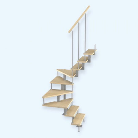 Эксклюзив-Квадро 2/0/3 Лесенка Модульная малогабаритная лестница поворот на 180С h 2025-2250