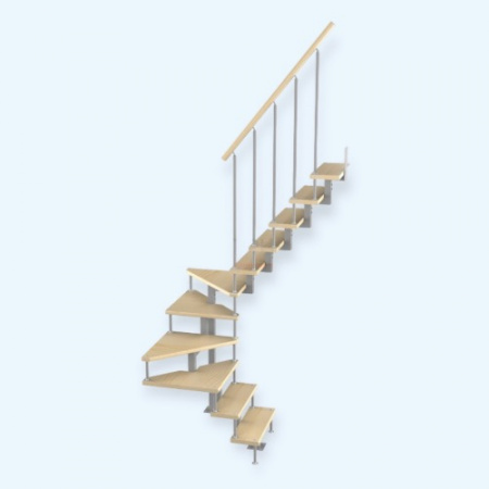 Эксклюзив-Квадро 2/0/5 Лесенка Модульная малогабаритная лестница поворот на 180С h 2475-2700