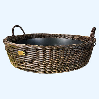 Кашпо цветочная корзина-лежанка из искусственного ротанга 45 литров дуб