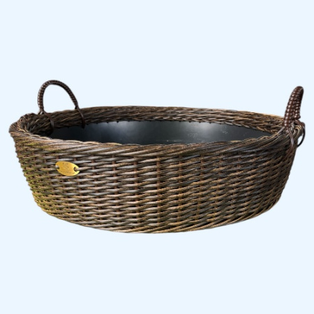 Кашпо цветочная корзина-лежанка из искусственного ротанга 45 литров дуб