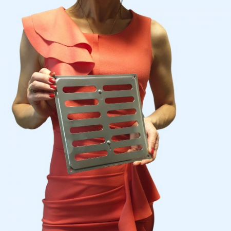 200x200 с задвижкой хром Решетка вентиляционная металлическая