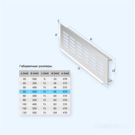 60х500 белая Благовест Вентиляционная решетка