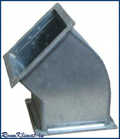 Прямоугольный полуотвод 45° из оцинкованной стали 100х100