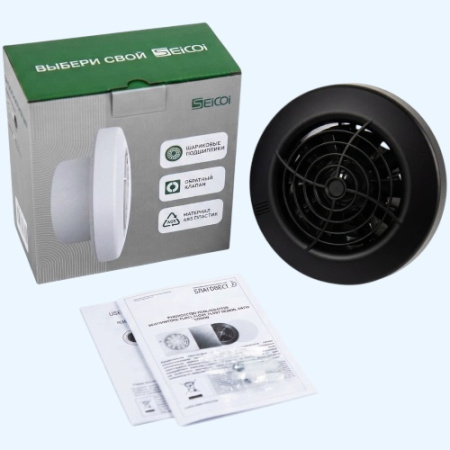 100 Matt black Ratio Seicoi Накладной вентилятор тонкий