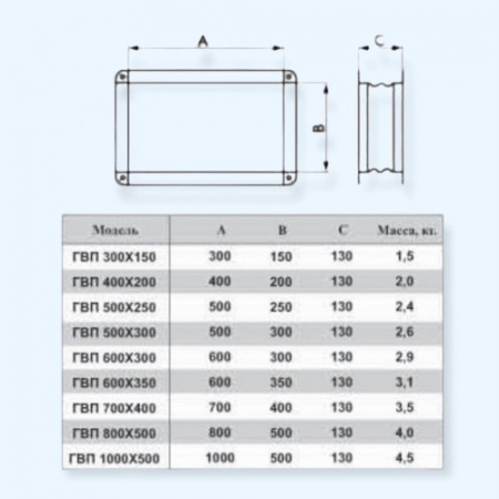 ГВП 300*150 Airone Гибкая вставка для прямоугольных воздуховодов