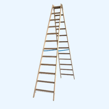 Деревянная двухсторонняя стремянка Krause с перекладинами 2х12 (170224)