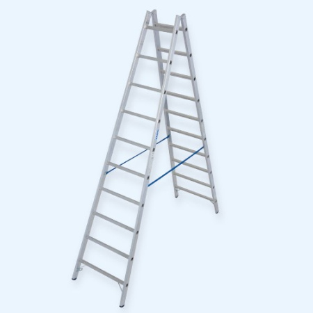 Двусторонняя алюминиевая стремянка с перекладинами Krause 2х10 (124937)