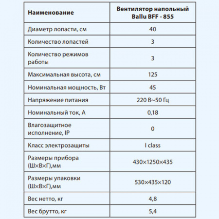 BFF-855 Ballu Вентилятор напольный