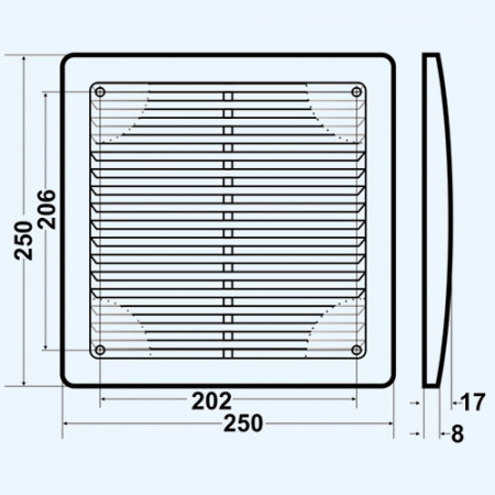 2525РРН Решетка вентиляционная РРН разъемная 250х250 ASA Gray (серый) ERA STREETLINE