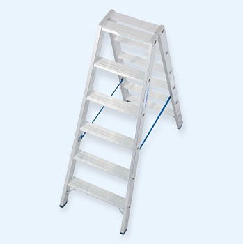 Двусторонняя алюминиевая стремянка со ступенями Krause Stabilo 2х6 (124746)