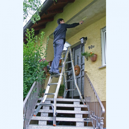 KRAUSE Tele Vario 4х4 с 4 удлинителями стоек (129970) Шарнирная телескопическая лестница стремянка