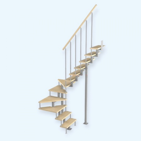 Эксклюзив-Квадро 2/0/6 Лесенка Модульная малогабаритная лестница поворот на 180С h 2700-2925