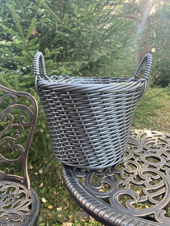 Кашпо из искусственного ротанга серебряный дуб 12 литров луковая корзина