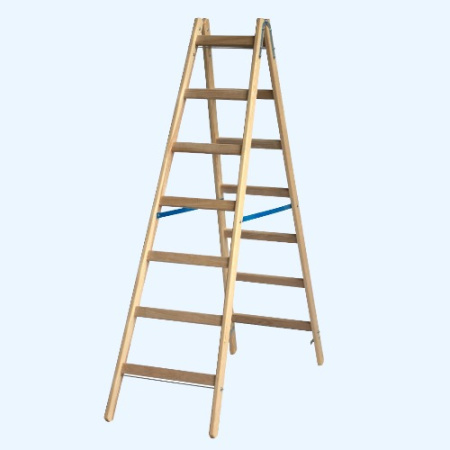 Деревянная двухсторонняя стремянка Krause с перекладинами 2х7 (170279)