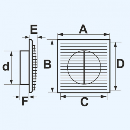 1825П12Ф ERA Решетка вентиляционная ПФ фланец D125 разъемная 183х253 пластик