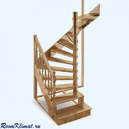ЛЕС 03 универсальная Лесенка (поворот 180 градусов) Деревянная межэтажная лестница