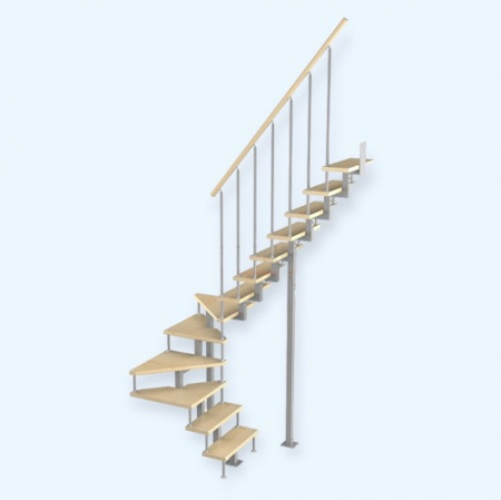 Эксклюзив-Квадро 2/0/7 Лесенка Модульная малогабаритная лестница поворот на 180С h 2925-3150