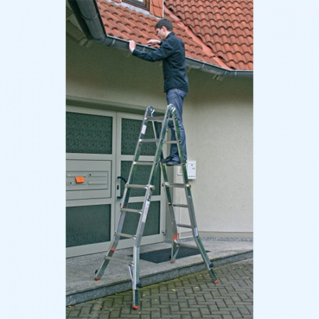 KRAUSE Tele Vario 4х4 с 4 удлинителями стоек (129970) Шарнирная телескопическая лестница стремянка