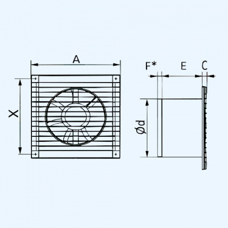 E 125S C -02 ЭРА (ERA) Вентилятор накладной D125 обр.клапан сетка шнурок