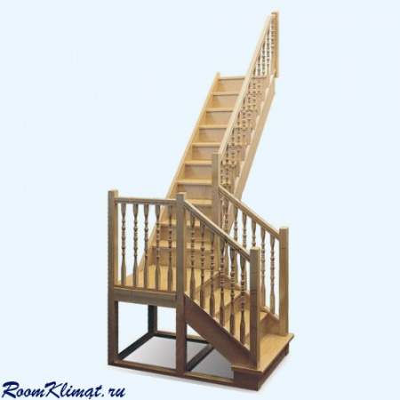 ЛЕС 04 универсальная Лесенка (поворот 90 градусов) Деревянная межэтажная лестница