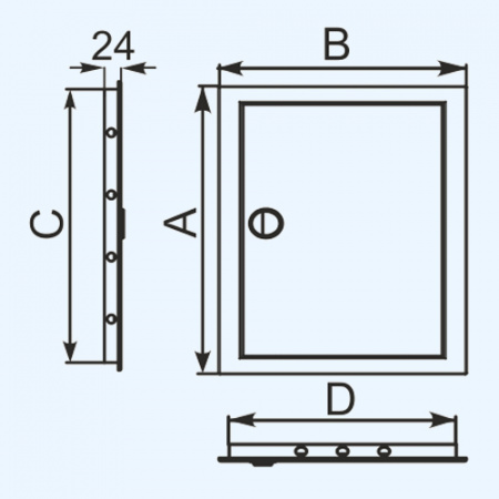 Л4050Р Люк ревизионный ЛР фланец 396х496  ручка 418х518 пластик EVECS