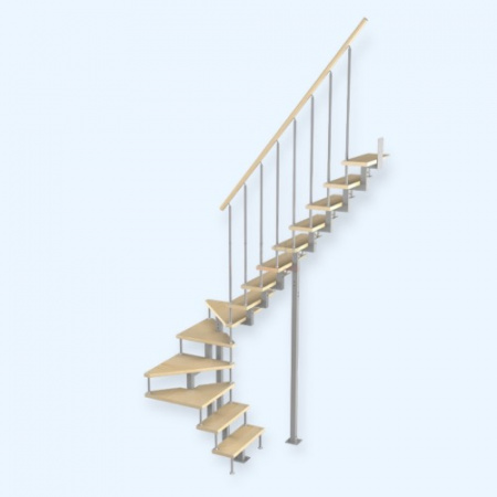 Эксклюзив-Квадро 2/0/8 Лесенка Модульная малогабаритная лестница поворот на 180С h 3150-3375