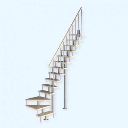 Компакт-Квадро 1/11 Лесенка Модульная малогабаритная лестница поворот на 90С h 3150-3375