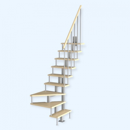 Компакт-Квадро 1/6 Лесенка Модульная малогабаритная лестница поворот на 90С h 2025-2250