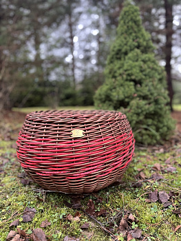 Кашпо из искусственного ротанга двухцветное бургунди 16л