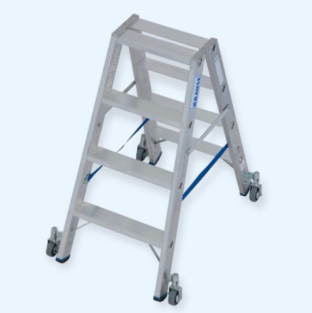 Двусторонняя алюминиевая передвижная стремянка со ступенями Krause 2х4 (124821)