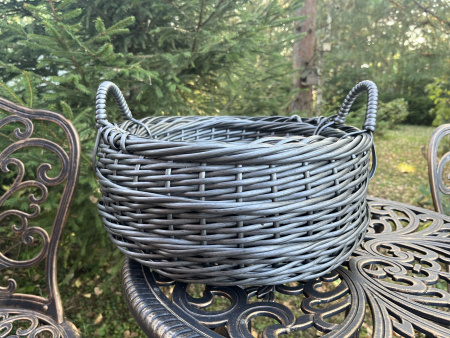 Кашпо цветочная корзина из искусственного ротанга серебряный дуб 9 литров