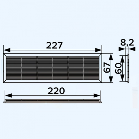 2307ДП Beige (бежевый) ERA  фланец 220х60 переточная 227х67 Решетка вентиляционная ДП пластик