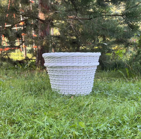 Кашпо из искусственного ротанга белый дерево 20 литров