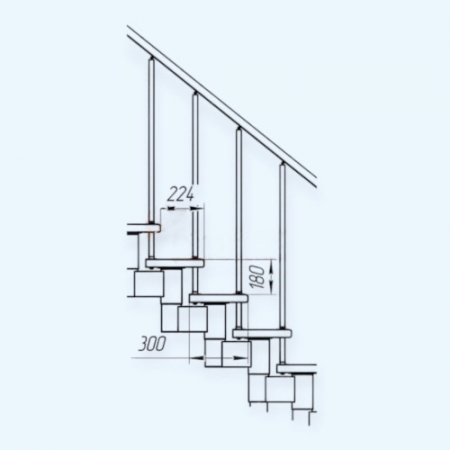 Статус 180 2/13 (h 2880-3040) Лесенка Модульная лестница поворот на 90С с площадкой