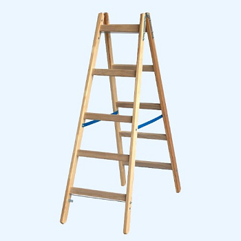 Деревянная двухсторонняя стремянка Krause с перекладинами 2х5 (170255)