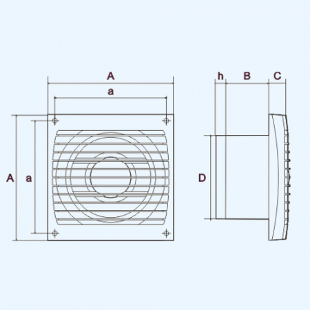 ERA 5C-02 Вентилятор накладной ERA D125 обр.клапан тяговый выключатель
