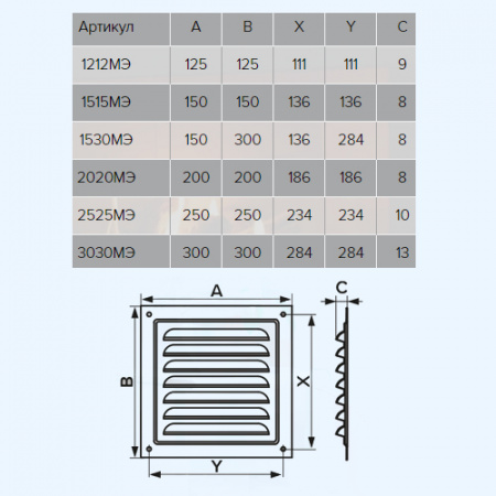 2020МЭ Brown (коричневый) ERA Решетка вентиляционная МЭ сетка 200х200 окраш.сталь