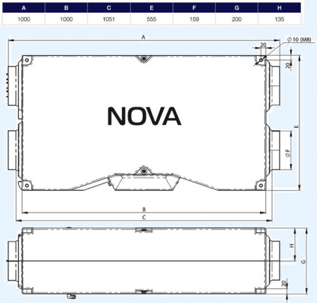 NOVA-600 ЕС Shuft компактная приточно-вытяжная установка с рекуперацией тепла