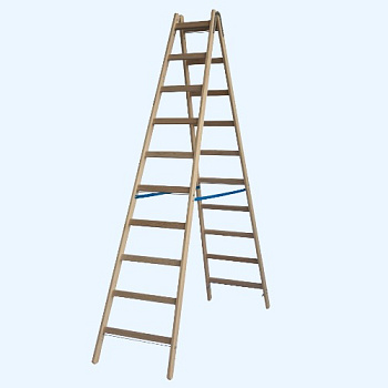 Деревянная двухсторонняя стремянка Krause с перекладинами 2х10 (170217)
