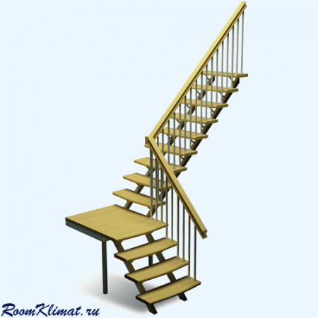 ЛЕС 05-3 универсальная Лесенка (поворот 90 градусов) Деревянная межэтажная лестница