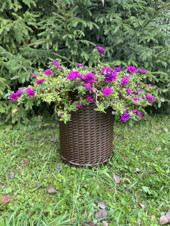 Кашпо цилиндр из искусственного ротанга бронзовый орех 32 литра