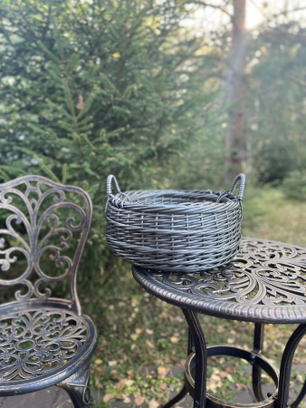 Кашпо цветочная корзина из искусственного ротанга серебряный дуб 9 литров