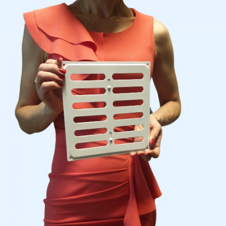 200x200 с задвижкой белая Решетка вентиляционная металлическая