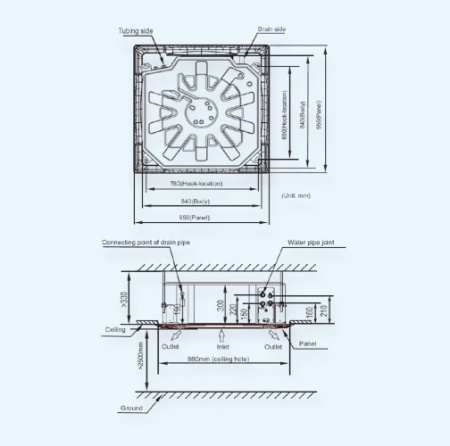 GCKA-950Fi 4T General Climate Фанкойл кассетный (6.70, с модулем NIM)