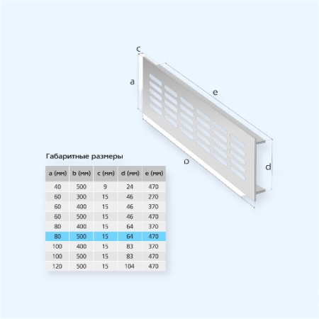 80х500 бронза 2 штуки Благовест Вентиляционная решетка