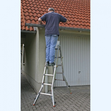 KRAUSE Tele Vario 4х4 с 4 удлинителями стоек (129970) Шарнирная телескопическая лестница стремянка