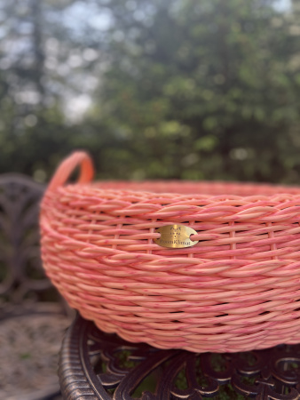 Кашпо из искусственного ротанга розовая пастель 22 литра