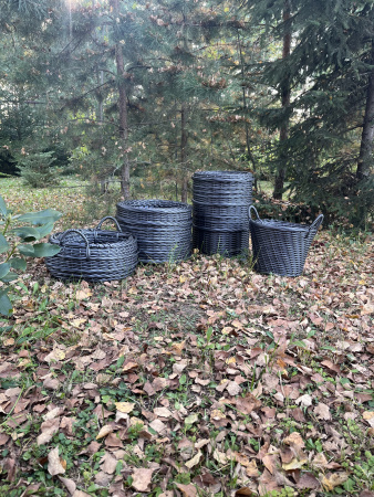 Кашпо из искусственного ротанга серебряный дуб 12 литров луковая корзина